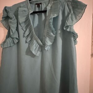 Ann Taylor Light Blue Ruffled Blouse
